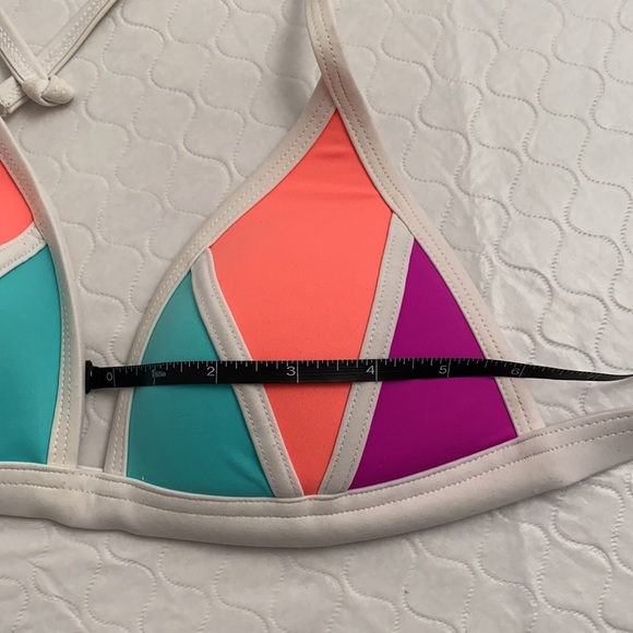 Victoria’s Secret PINK neon bikini coral aqua purple colorblock S/M - Picture 13 of 16